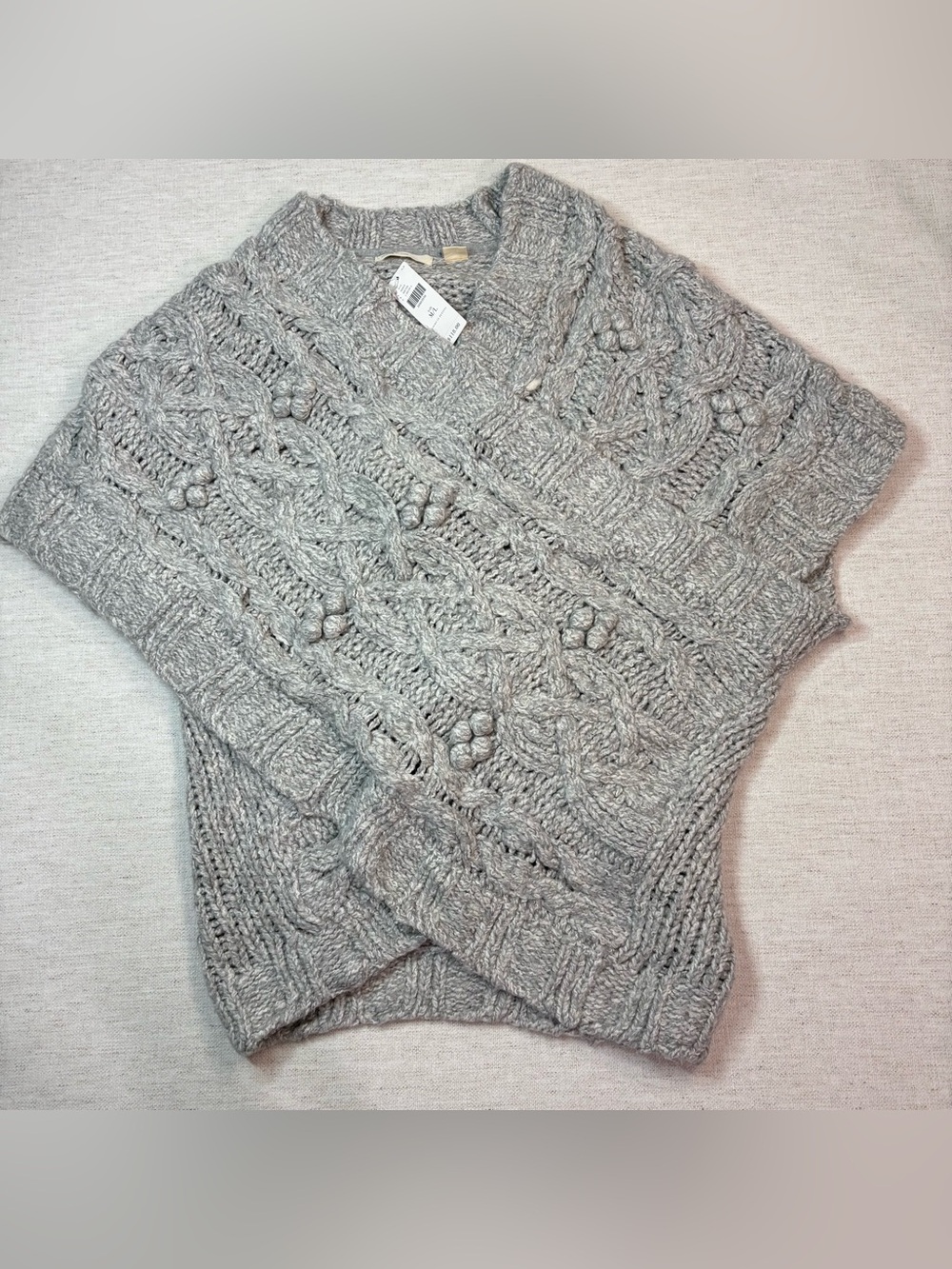 Anthropologie Sleeping on Snow women M/L wrapped crossover sweater cable knit
